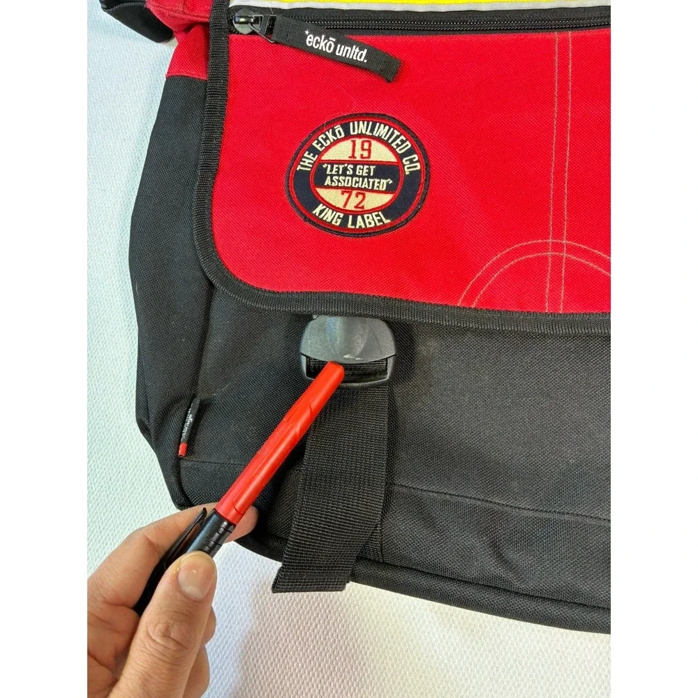 Vintage Ecko Unltd Messenger Bag Red Black Rhino Logo Y2K Streetwear Laptop Case
